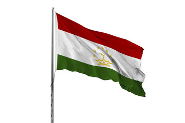 Waving Tajikistan country flag, isolated, white background, national, nationality, close up
