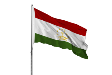 Waving Tajikistan country flag, isolated, white background, national, nationality, close up