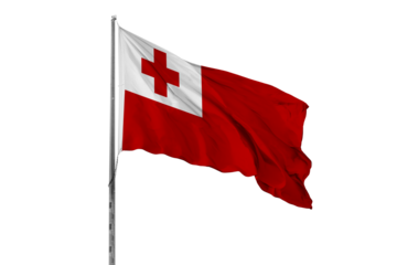 Waving Tonga country flag, isolated, white background, national, nationality, close up