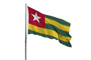 Waving Togo country flag, isolated, white background, national, nationality, close up