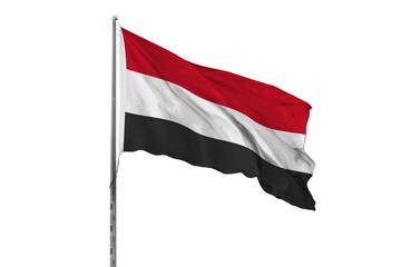 Waving Yemen country flag, isolated
