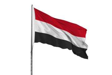 Waving Yemen country flag, isolated
