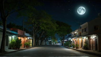 night view of the street with full Mon 