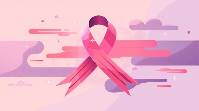 breast cancer awareness.Pink ribbon flat design