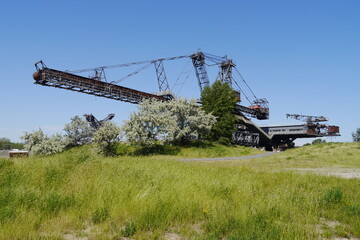 Ausleger am Schaufelradbagger ehemaliger Braunkohletagebau bei Gräfenhainichen und Bitterfeld in Sachsen-Anhalt