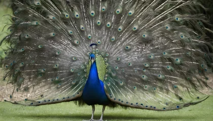 Fotobehang A Peacock With Its Feathers Spread Wide In A Threa © Kashif
