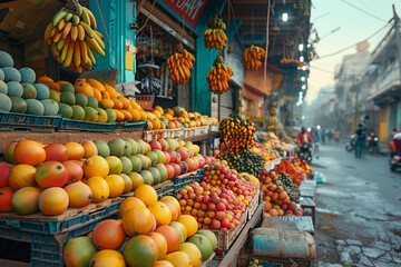 mangoes are sold, In the fruit market.