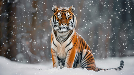 bengal tiger, tiger, snow, forest, beautiful