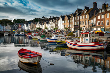 boats in the harbour - obrazy, fototapety, plakaty