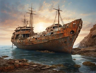 Afwasbaar Fotobehang Schip old ship
