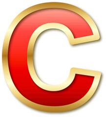 Red and Golden Alphabet Letter C