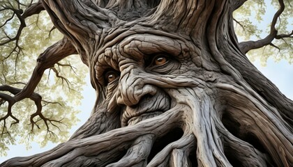 A Hyperrealistic Portrait Of A Wise Old Tree Show