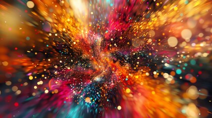 Intricate patterns of vibrant hues collide in a mesmerizing abstract explosion