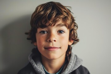 Portrait of cute little boy with freckles on his face