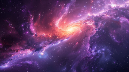 Dynamic Swirling Galaxy Pattern in Cosmic Purple - obrazy, fototapety, plakaty