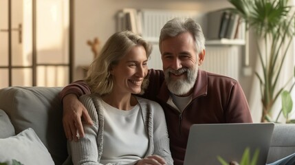 Middle-Aged Couple Embracing Nature's Beauty
