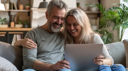 Joyful Middle-Aged Couple in Natural Beauty
