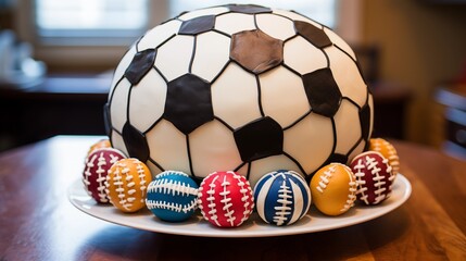 Sports Ball Cake Shaped Like a Baseball, Basketball, or Soccer Ball.