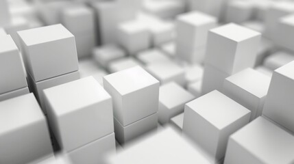 Random shifted white cube boxes block background, copy and text space, 16:9