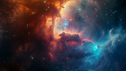 Starfield with nebula. Illustration based on a composite of Hubble Space Telescope imagery. - obrazy, fototapety, plakaty