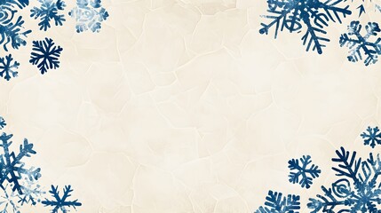 Snowflake Frame on Creamy Background - obrazy, fototapety, plakaty