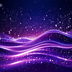 Digital purple particles wave and light abstract background with shining dots and stars. abstract wallpaper art. backdrop concept.