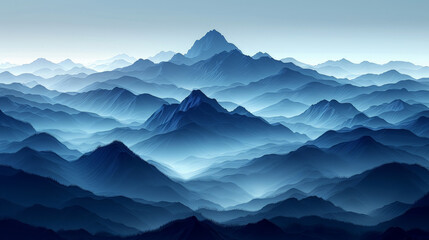 Fototapeta premium Minimalist Mountain Range Silhouette in Cool Gray