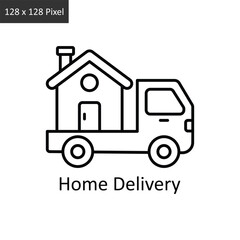 Home Delivery vector outline icon design illustration. Logistics Delivery symbol on White background EPS 10 File