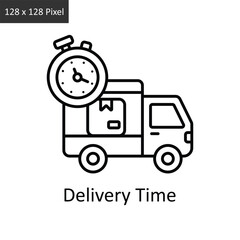 Delivery Time  vector outline icon design illustration. Logistics Delivery symbol on White background EPS 10 File