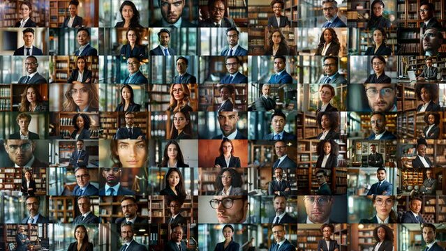 Collage of 81 artificial intelligence generated lawyers