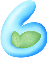 Number 6 has green leaves, light blue numbers