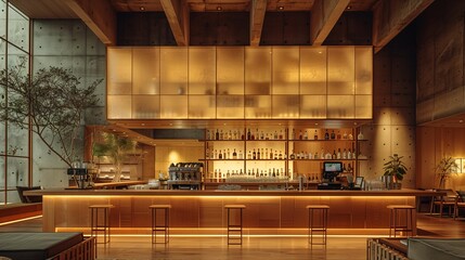 Modern Bar Interior with Warm Ambient Lighting
