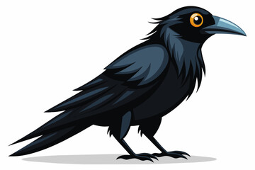Naklejka premium Crow with white background.