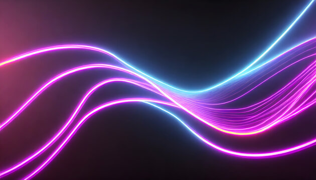 Electric Neon Waves background. Generative AI.