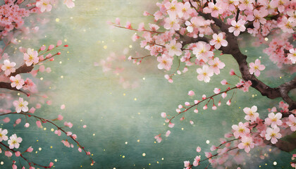 Japanese Cherry Blossoms background. Generative AI.