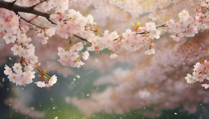 Japanese Cherry Blossoms background. Generative AI.