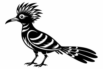 Eurasian hoopoe black silhouette vector design.