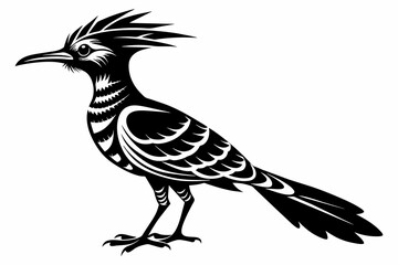 Eurasian hoopoe black silhouette vector design.