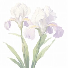 A delicate iris its intricate details and colors beautifully showcased against white