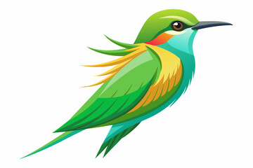 Green bee-eater vector with white background.