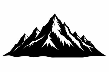 Mountains black silhouette vector with white background.