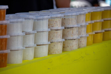 Doces no pote. Canjica, arroz doce, doce de abóbora e curau