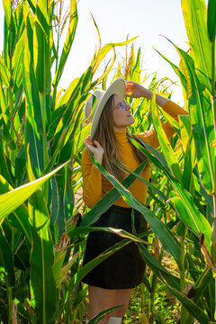 Woman in the corn stalks