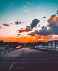 sunset in the city