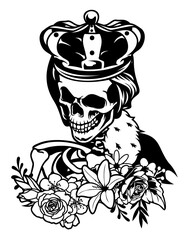 King Skull Illustration, King Clipart, King Cut file, King of Cards Vector, King Shirt, Skull Stencil, Skull Clipart, Cards
