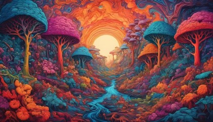 A Psychedelic Interpretation Of Nature With Exagge