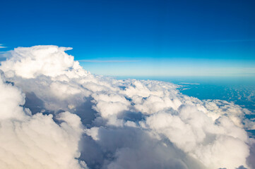 Closeup bird eye view of nimbus or cumulus cloud
