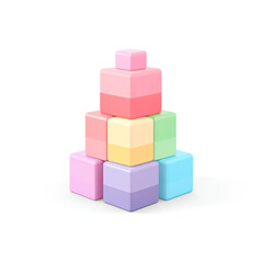 A simple illustration of colorful building blocks in pastel colors