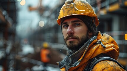 ingenuity of a worker on a construction site, as they problem-solve and innovate to overcome challenges and ensure the success of the project, in cinematic 8k high resolution.