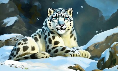 leopard in the snow Snow leopard